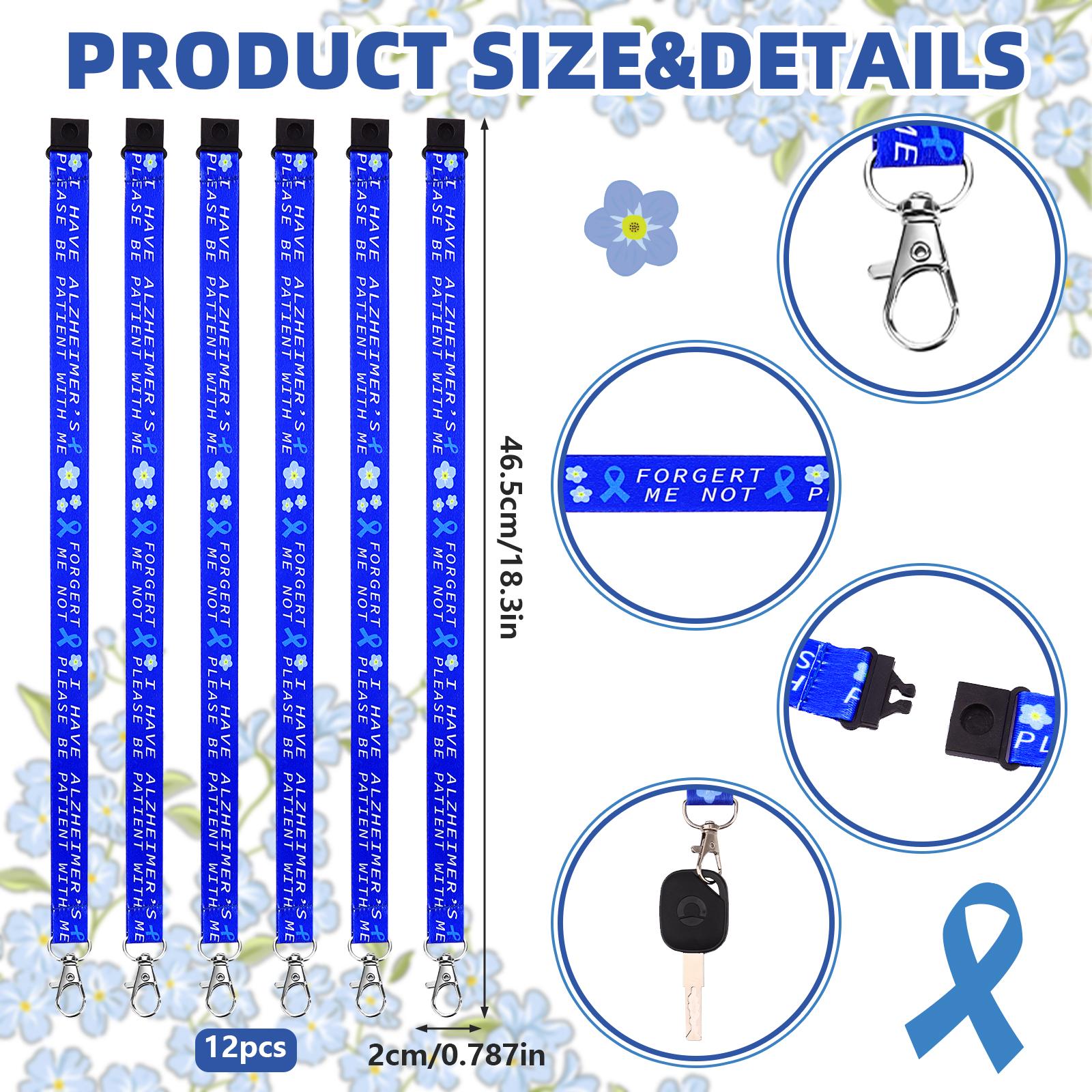 

Ruiyele 12 Pack Alzheimer S Awareness Lanyard Dementia Forget Me Not Lanyard I Have Alzheimers Please Be Patient With Me Forget шампанского