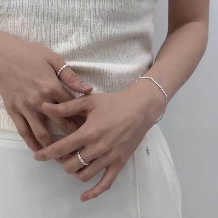 [925 Silver] Grainy Line Bracelet