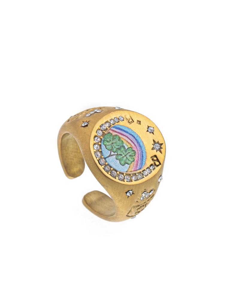 Stainless Steel Fashionable and Popular Valentine's Day Lion Mermaid Love Cupid Painted Ring