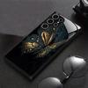 Black Golden Element Butterfly Tempered Glass Phone Case for Galaxy S26 S25 S24 S23 Ultra S22 Ultra S20 Ultra 56 A72 A73 5G