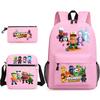 Large Capacity Schoolbag with Shoulder Strap; Student Three-piece Pencil Case Set