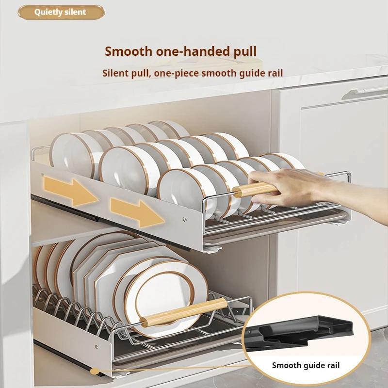 Kitchen Dish Storage Rack Cabinet Pull-out Bowl Rack Pull-out Basket Cabinet Drawer Type Storage Rack BowlPlate Plate Drain Rack
