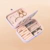 Earring Jewelry Box Waterproof PU Leather Large Capacity Simple Compact Earrings Jewelry Desktop Organizer Pink