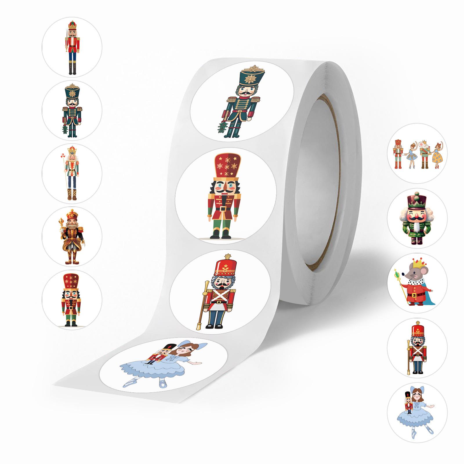 

500 наклеек/рулон Щелкунчик Стиль А Рулонные наклейки Наградные поощрительные наклейки Креативные наклейки для блокнота в рулоне Лента