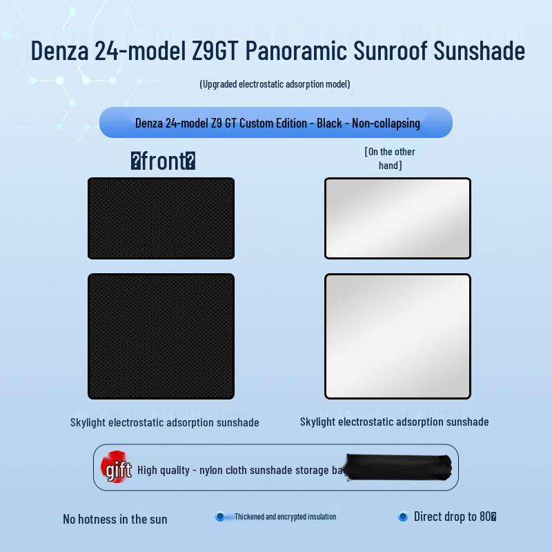 Denza Z9GT 2024 Sunroof Electrostatic Sunshade: Heat & Light Blocker, Privacy & UV Protection.