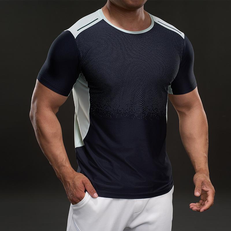 

Спортивная и фитнес повседневная футболка с круглым вырезом и короткими рукавами, модная, облегающая, эластичная, контрастного цвета, для улицы M чёрный