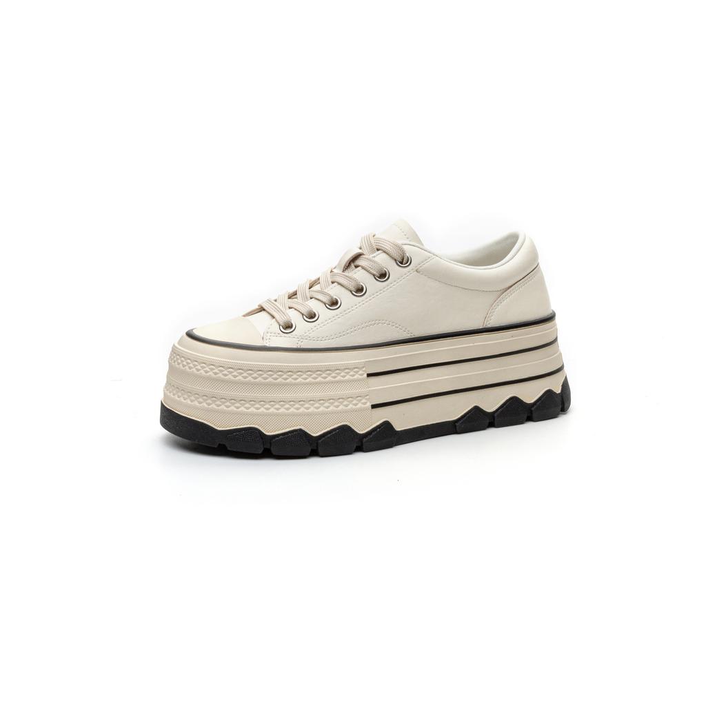 Leather Thick-soled Heightening Muffin Shoes for Women 2025 Autumn New Casual Board Shoes, Leather Versatile Fashion Casual Shoes for Women