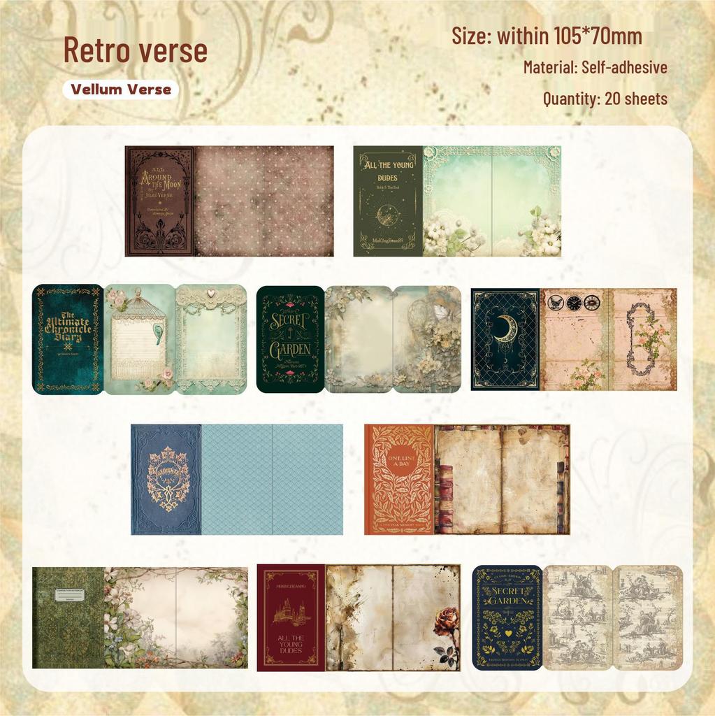 RetroStory Sticker-Kollektion: Vintage Hintergründe & Handgeschriebene Collage für Journale