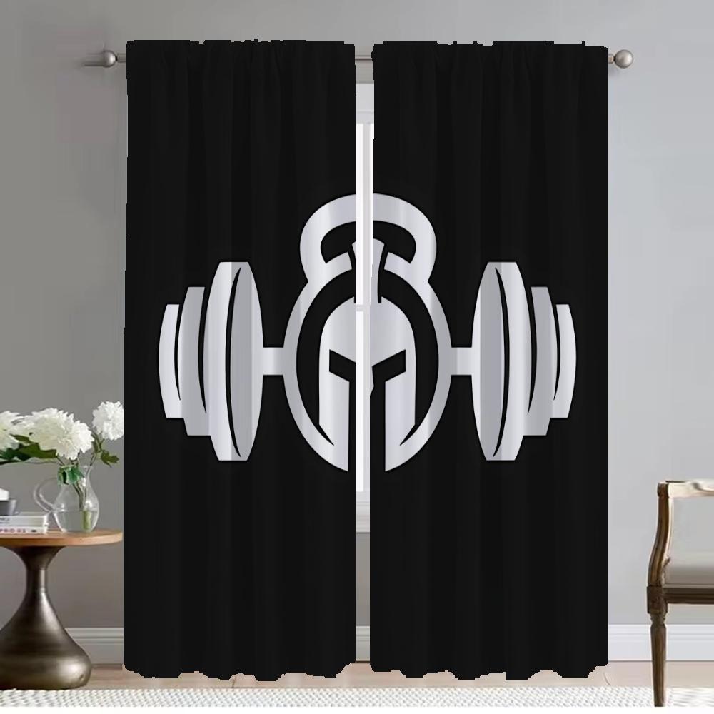 Blackout Curtains 2 Pieces Gym Tulle for Bedroom Partition Window Curtain for Room 2 Panel Halloween Decoration Shades Living