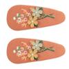 2Pcs/set Floral Embroidered Hairpin Set Oval Children's Hair Accessories  Daily Use
