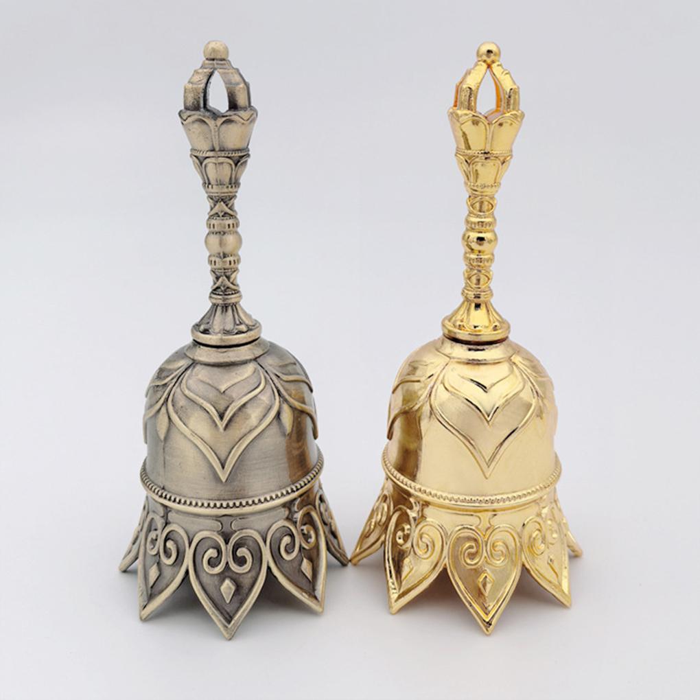 Fashionable Clear Sound Hand Bell Bronze Metal Retro Rose Church Bell Golden Dinner Bell For Restaurant Bar Jingle Bell Church
