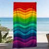 1pc Rainbow Stripe Wave Beach Towel, Extra Large, Deal for Beach Vacation Pool Party Outdoor Picnic