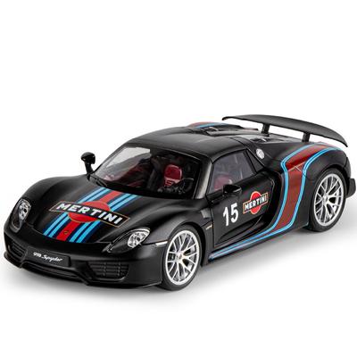 1/18 Porsche 918 Spyder Martini Alloy Sports Car Model Diecasts Metal Toy Racing Car Vehicles Model Simulation Sound and Light Kids Gift