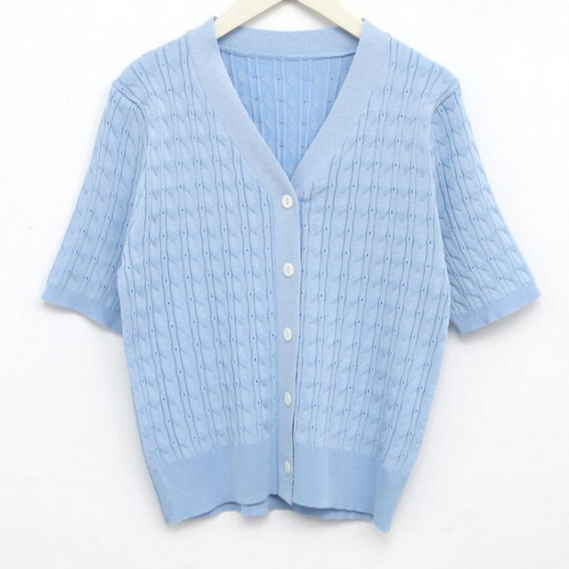 Shop   Helen Women Cable Y Outing Short Sleeve Knit Cardigan ivorY Bong Wcd 3390