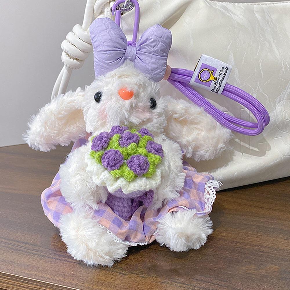 Creative Plush Rabbit Doll Pendant Lop Ears Cartoon Doll Keychain Bowknot Stuffed Hanging Decoration Gifts