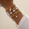 European and American Jewelry, Special-shaped Imitation Pearl Retro Baroque Bracelet Women, Temperament Slightly Inlaid Love Set Bracelet