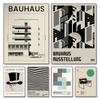 Black and White Bauhaus Minimalist Dark Series Poster Abstract Square Chair Line Canvas Painting Bedroom Living Room Wall Art