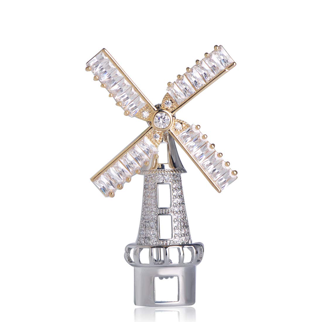 

MECHOSEN PEARL Brooch Windmill Movement Brings Good Luck Zirconia Pin Badge Stylish Fashion Casual Corsage Chest Decoration Commuting to Wear