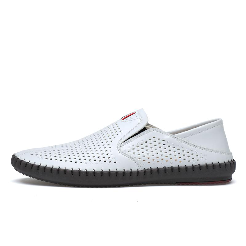 Men's Spring Autumn New 2024 Leather Loafers Slip-on Soft Casual Shoes Comfortable Drive Flats White Breathable Shoes
