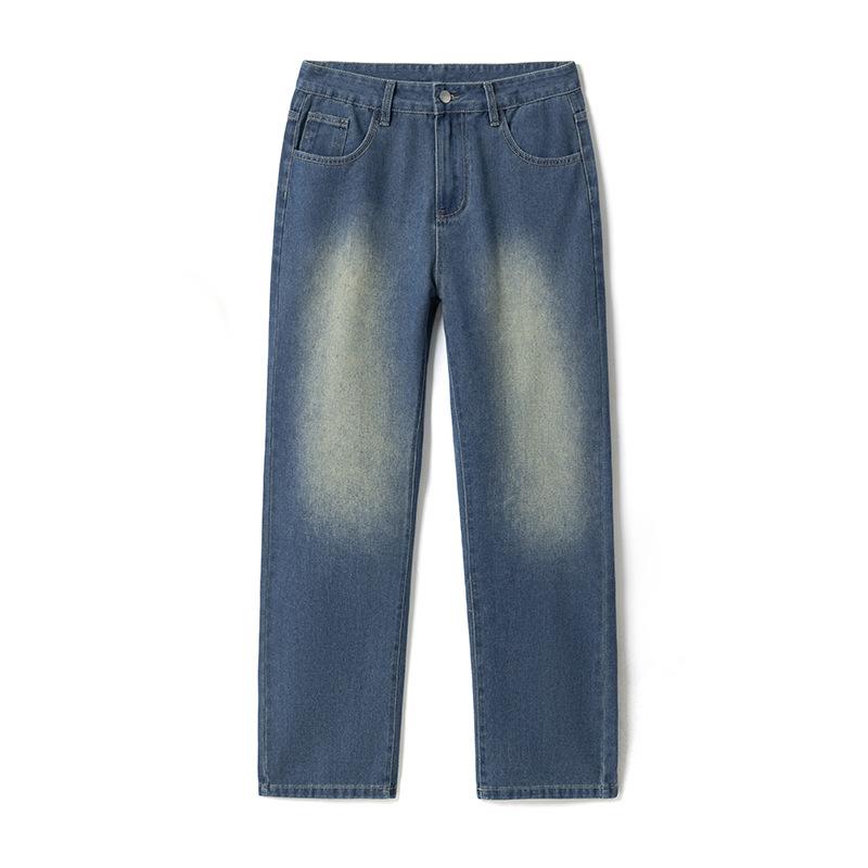 Джинсы мужские американские прямые ретро вываренные брюки до пола 28