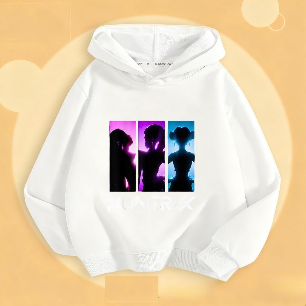 KPop Dämonenjäger Mädchen Hoodies Frühlingskleidung Neue Mode Einfache bedruckte Kapuzenoberteile Sweatshirts Kinderbekleidung Hoodie 1-7J
