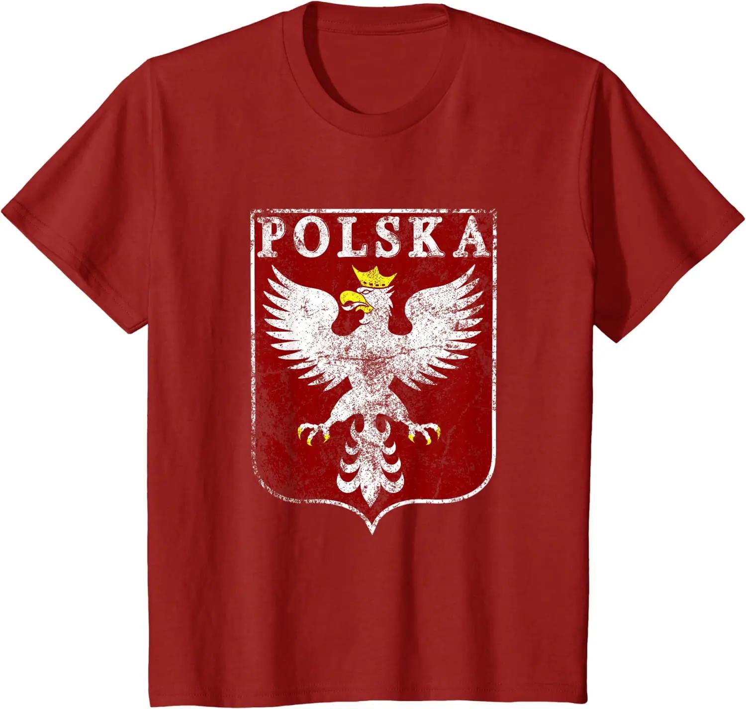 

Vintage Polish Eagle Crest Polska Poland T-Shirt 100% Cotton O-Neck Summer Short Sleeve Casual Mens T-shirt Size S-4XL 4XL