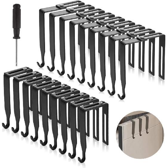 18 Pack Adjustable Cubicle Hooks Cubicle Hangers, Metal Black Universal Partition Hanger Door Mirror Hanger, Fit 1 3/8" to 3 1/2" Panels Cubicle