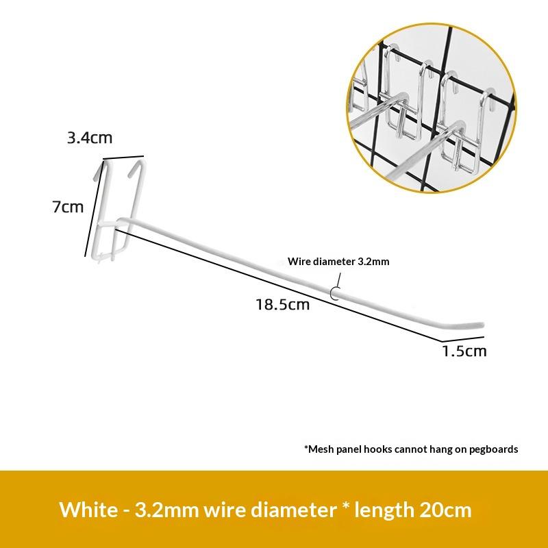 1Pcs 3.2mm Thickness Supermarket Iron Wire Mesh Hanging Hooks 5/10/15/20cm Screen Hooks Iron Grid Hooks For Screen Grid