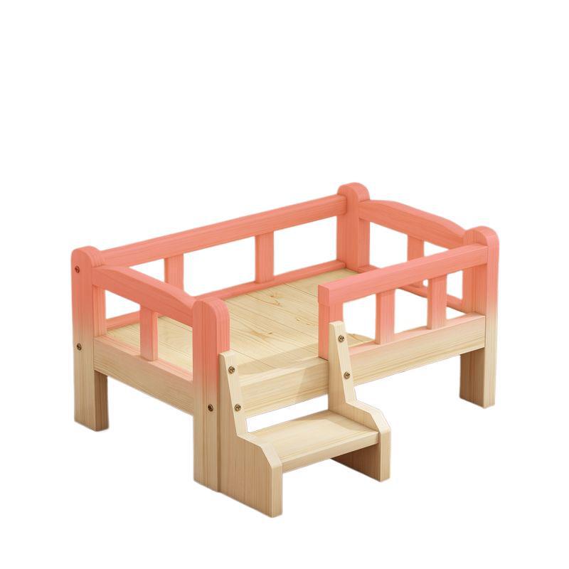 Teddy Cat & Dog Bed: Medium-Sized Solid Wood Pet House with Detachable Floor