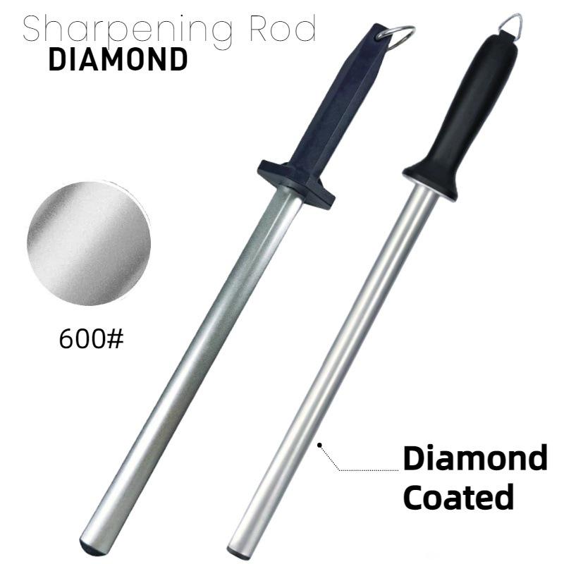 12  Diamond Grit Sharpening Steel Rod - Durable, Fast, Professional Sharpener