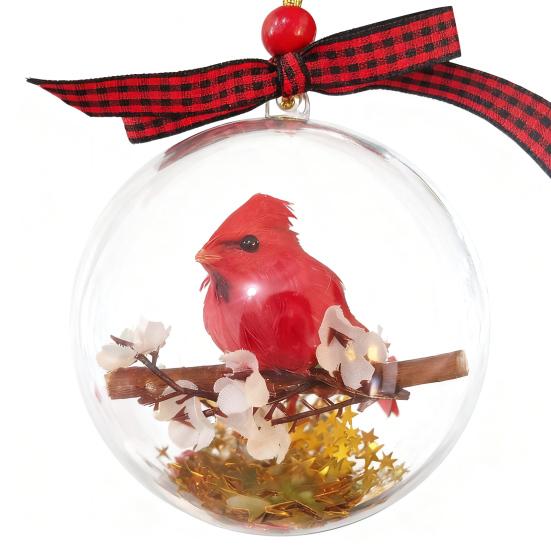 Nature's Birds Ball Ornament 3D Animal Clear Plastic Ball Decoration Christmas Tree Memorial Gift for Bird Lovers