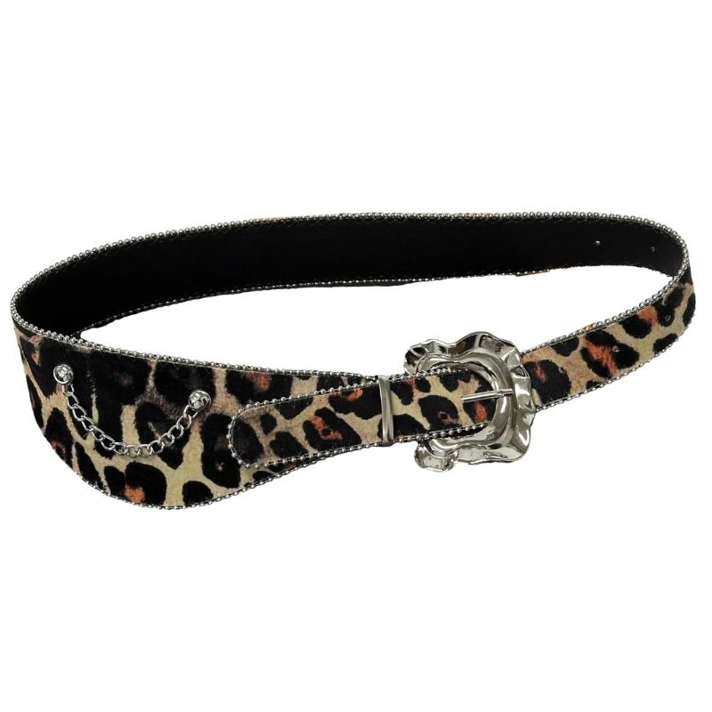 Adjustable Leopard Pattern Waistband Decorative Punk Belt For Men And Women Body Jewelry