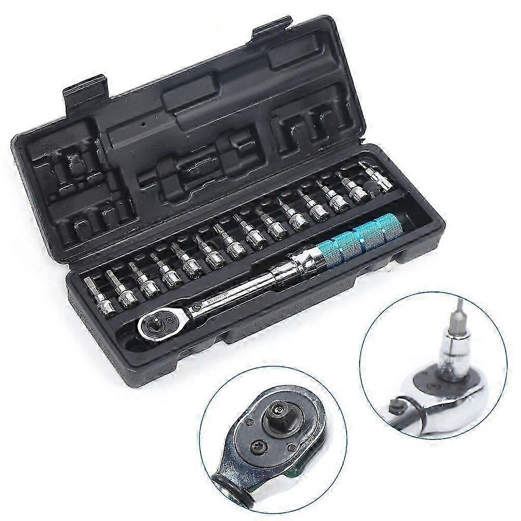 15pcs Torque Wrench Bike Torque Wrench Tool Bicycle Torque Wrench 1/4'' 2-14Nm Manual Ratchet Wrench Set