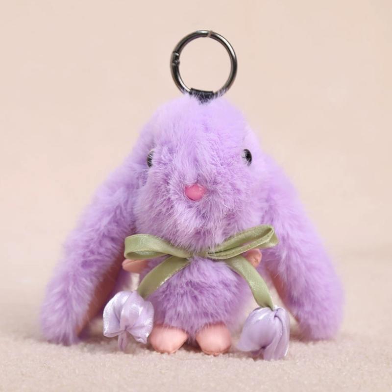 Cute Cartoon Plush Soft Tulip Bunny Pendant Keychain Backpack Hangings Decoration Gifts