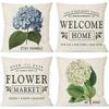 Plant and Flower Hydrangea Printed Linen Pillowcase Home Sofa Living Room Bedroom Pillowcase