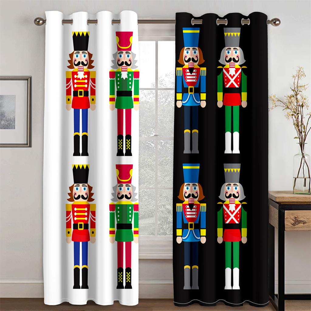 Świąteczne Kreskówkowe Anime Zasłony Przeciwsłoneczne Świąteczny Dziadek do Orzechów Zasłony Okienne do Sypialni Salonu Kuchni Na Kotary Okienne