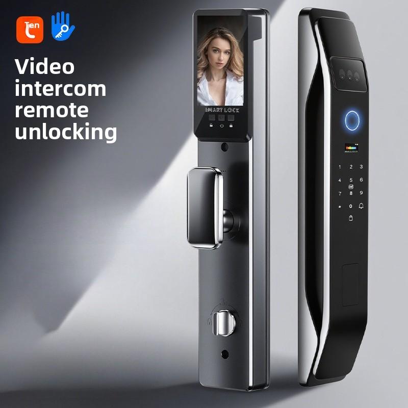 Smart Lock 3D Visual Intercom Facial Recognition Smart Door Lock Automatic Fingerprint Lock Household Wooden Door Lock Password Lock