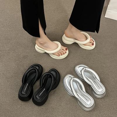 Summer Clip Toe Women's Fashion Slippers Platform Wedge Heel Dress Slides Comfort Outdoor Flip Flop Sandals Slippers