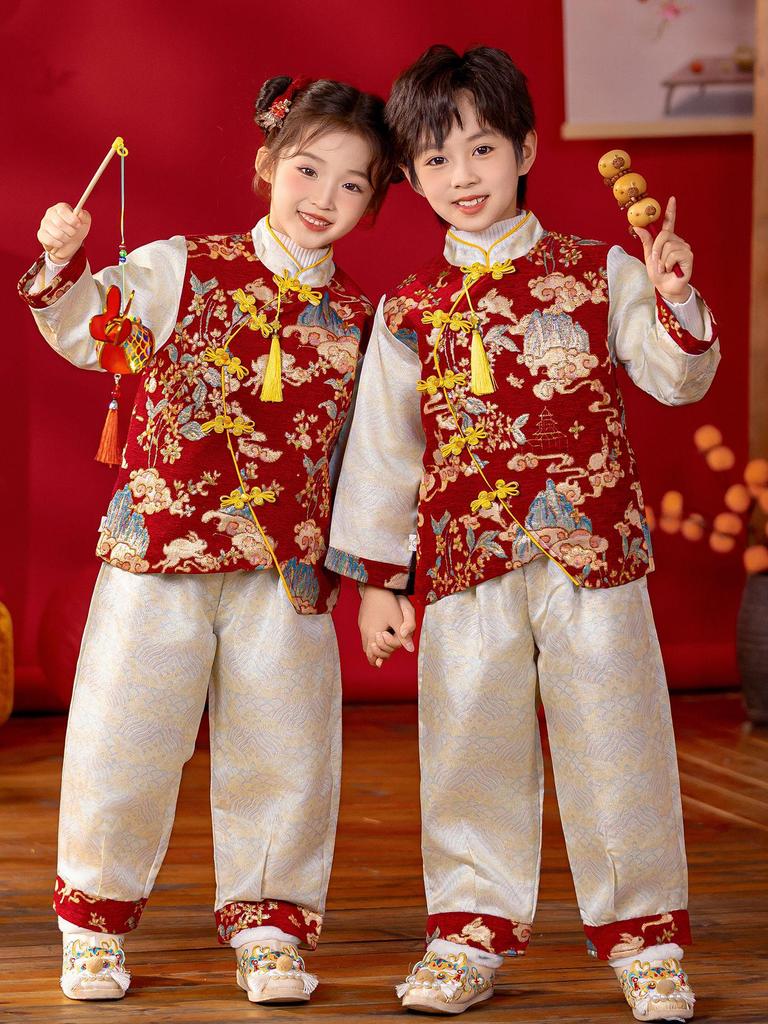 Children's Hanfu Performance Costume: Winter Tang Dynasty Style for Boys & Girls - Traditional Chinese Cultural Attire for Kindergarten