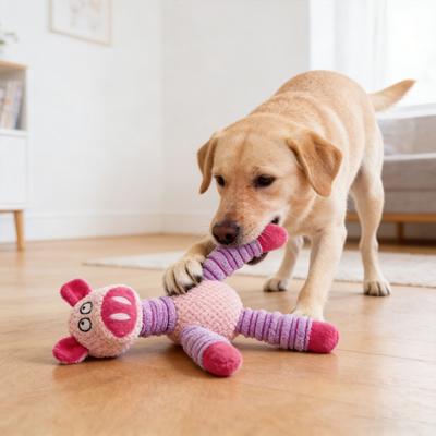 Dog Plush Toy for Aggressive Chewers Squeaky Chew Toy Soft Long Leg Elephant Pig Bear Stuffed Animal for Interactive Training Puppy Teething Anxiety