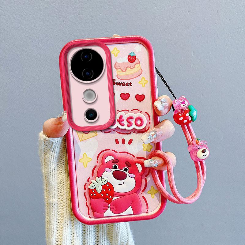 KEYSION Coque Antichoc pour VIVO V40 5G V40 Pro 5G avec Cordon Silicone Souple Mignon Poupée Dessin Animé 3D Housse de Téléphone pour VIVO V40 Pro