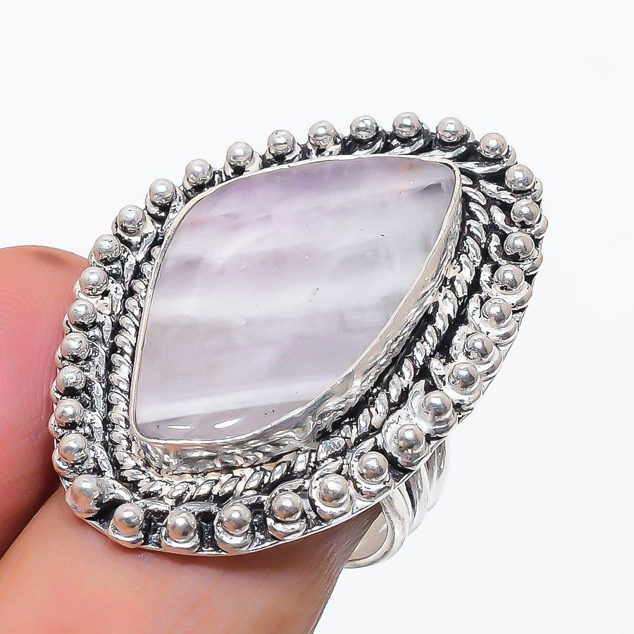 Natural Sage Amethyst Gemstone 925 Sterling Silver Jewelry Ring Size 8 m0V02