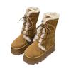 Fashion Thick-soled Lace-up Versatile Tall Plush Snow Boots Women's Winter Warm and Heightening Snow Boots Cotton