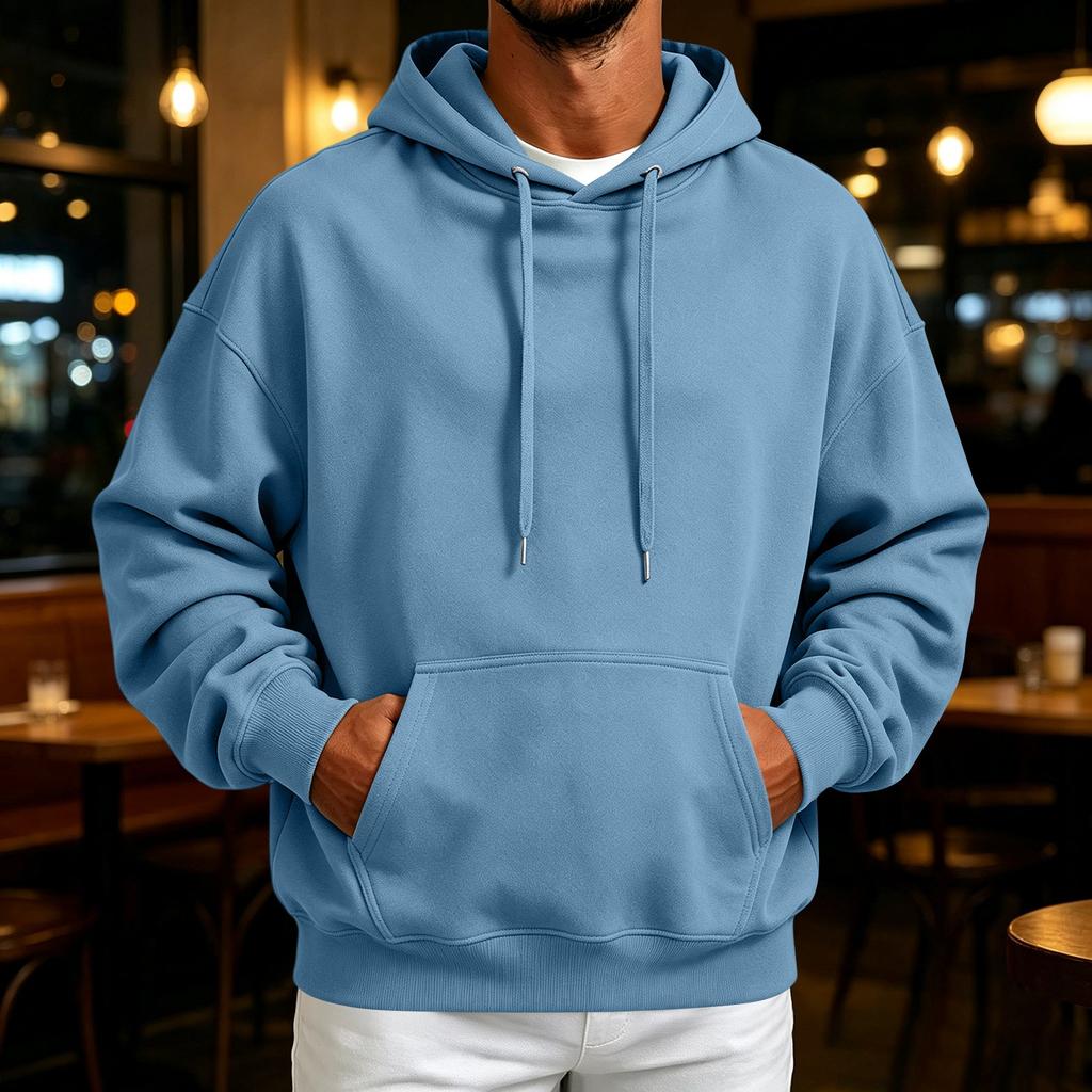 Men's Retro Hoodie Loose Fit Casual Pullover Sweatshirt for Fall Winter