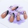 Glittering Starry Sky Wearable Nails: 24-Piece Almond Shape with Line Nail Art Stickers for French Manicure