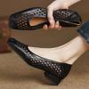 Hollow Women's Low Heels Pumps Summer Shoes 2025 Breathable Square Toe Black Low Heels Classic Office Footwear Shoes Ladies