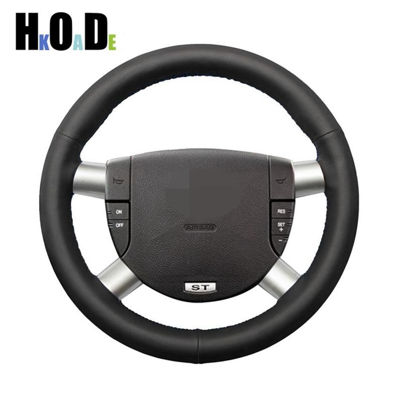 DIY Black Artificial Leather Hand-stitched Car Steering Wheel Cover Wrap for Ford Mondeo Mk3 2002 2003 2004 2005 2006