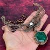 Colar de Esmeralda Zambiana Multifacetada Colar de Pedra da Lua Joias Envoltas em Fio de Cobre Colar com Corrente Ajustável