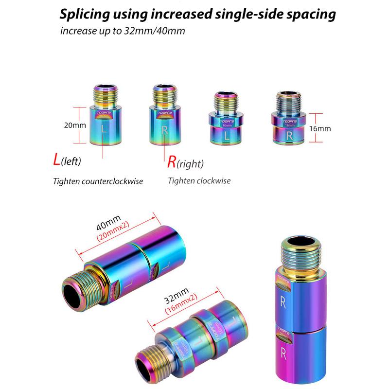 Bike Bicycle Pedal Extender 16mm/20mm for 9/16 In Threaded Pedals Chrome-Molybdenum Steel