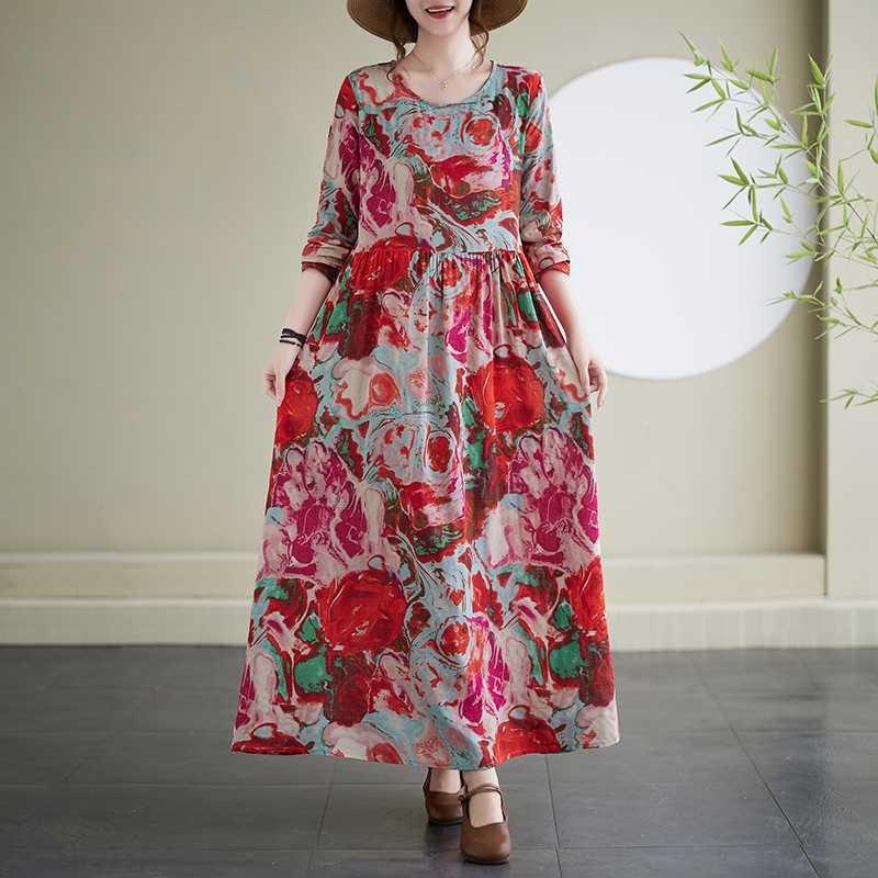 Vintage Long Skirt Flesh-Covering Dresses